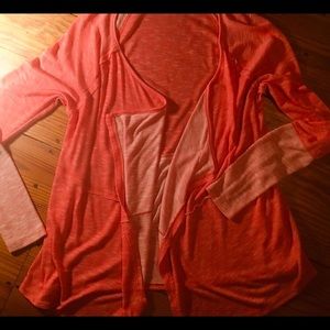 Lightweight Coral Open Cardigan